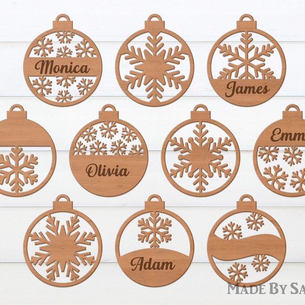 Christmas Ornament SVG Bundle, Christmas Snowflake Svg, Christmas Signs Bundle SVG, Christmas Decor, Glowforge files, Christmas Bauble SVG