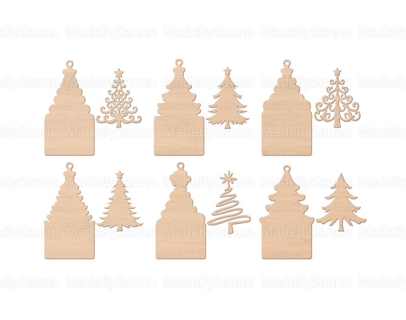 Peut inclure: Ensemble de 10 d&eacute;corations de No&euml;l en bois d&eacute;coup&eacute;es au laser, de formes et de tailles vari&eacute;es. Les d&eacute;corations sont brutes et pr&ecirc;tes &agrave; &ecirc;tre peintes ou d&eacute;cor&eacute;es.