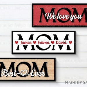 Fête des mères Svg, carte-cadeau mère Svg, maman nous t’aimons, laser de cadeau fête des mères, fête des mères Glowforge fichiers, fête des mères découpé au Laser fichier Svg