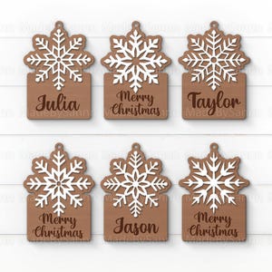 Weihnachts-Schneeflocken-Tags SVG, Schneeflocken-Geschenkanhänger SVG, Geschenkanhänger SVG, Laser Cut SVG, Christmas Glowforge SVG, Schneeflocken-Svg, Weihnachtsgeschenk