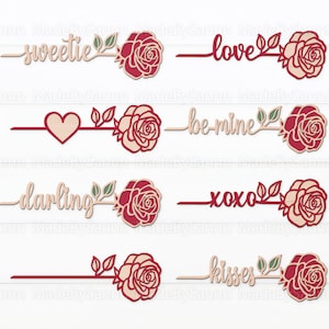 Rose SVG, Valentinstag SVG, Blumen Laser geschnittene Dateien, Darling SVG, Love SVG, Wood Rose SVG, XoXo SVG, Sweetie SVG, Glowforge SVG