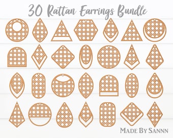 Boucle d’oreille à motif en rotin SVG, Boucles d’oreilles en rotin DESIGN SVG, Paquet de boucles d’oreilles Découpé au laser, Glowforge Svg, Boucles d’oreilles en cuir Cricut, Ensemble de 30 boucles d’oreilles