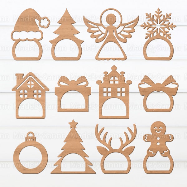 Christmas Napkin Ring Pack Svg, Napkin Holder, Napkin Ring Svg, Christmas Svg, Christmas Svg Napkin, Glowforge, Reindeer Svg, Snowflake Svg