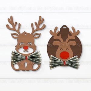 Porta soldi di Natale con renna in formato Svg, segno di denaro, ornamento natalizio, Natale Glowforge in formato Svg, porta soldi regalo in formato Svg, renna in formato Svg, caramelle in formato Svg