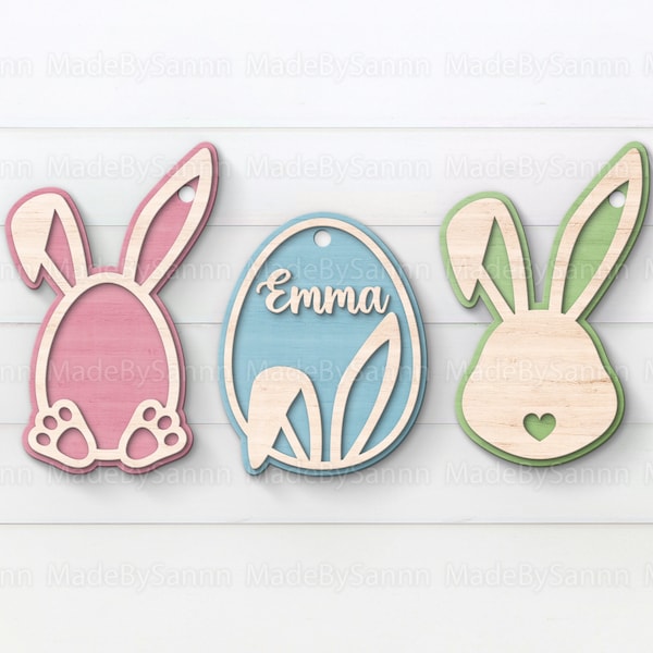 Easter Basket Tags svg, Easter Name Tags, Easter Basket Tags Bundle svg, Bunny Tags svg, Easter Hanger svg, Bunny Egg Tag svg dxf eps png