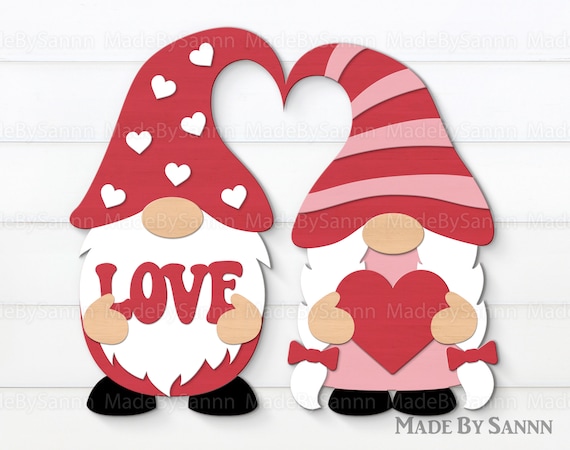 Valentine Gnome Shelf Sitter SVG, Glowforge Files, Gnome Laser Cut Svg, Valentines Day SVG, File for CriCut Silhouette, Laser cut, eps, dxf