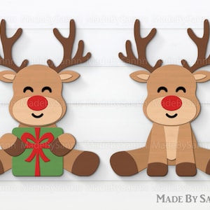Renne Shelf Sitter Svg, Ornements de rennes SVG, Ornements de Noël Svg, Glowforge SVG, Laser Cut, Fichier pour Cricut, Décor de Noël, eps