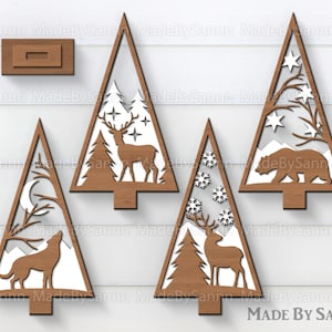 Standing Christmas Tree Svg, Christmas Trees 3D Bundle, Christmas Decor, Laser cut, Christmas Tree Decoration, Holiday Decor, Xmas Tree