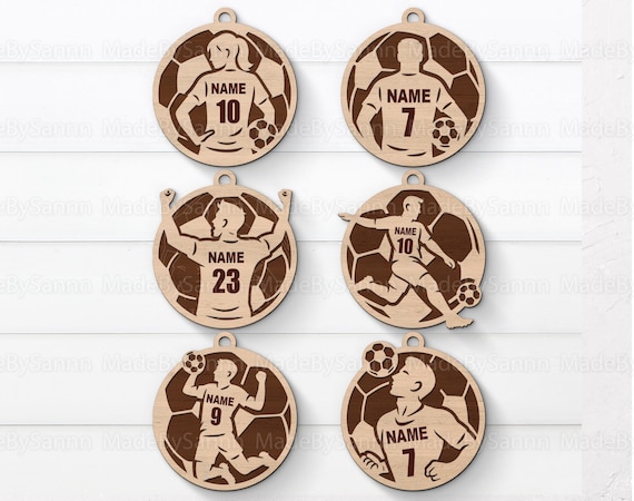 Soccer Ornaments SVG Bundle, Custom Sports Ornament Svg, Soccer Player Ornament, Laser Cut Files, Glowforge Cricut Svg, Male and Female