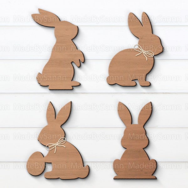 Easter Bunnies SVG, Easter Decor, Easter Rabbits Svg, Wood Bunnies Svg, Spring Decor, Glowforge Svg, Laser Cut File, Cricut files