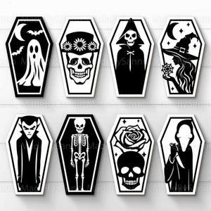 Halloween Scary Coffins Svg Bundle, Ghost Coffin Svg, Skeleton Coffin, Spooky Coffin Svg, Halloween Decor, Glowforge Svg, File for Cricut