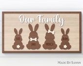 Easter Bunnies Family Sign SVG, Cute Bunnies Svg, Easter Sign svg, Rabbit svg, Easter Laser Cut Files, Spring Decor Svg, Glowforge Svg
