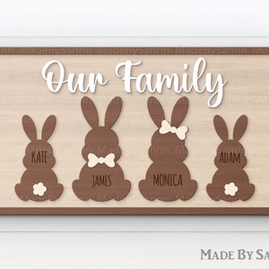 Easter Bunnies Family Sign SVG, Cute Bunnies Svg, Easter Sign svg, Rabbit svg, Easter Laser Cut Files, Spring Decor Svg, Glowforge Svg