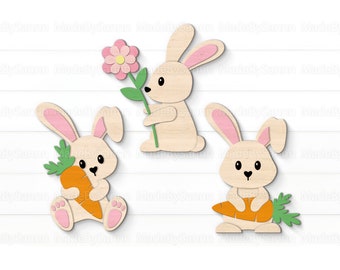 Easter Bunnies SVG, Easter Decor, Bunny Shelf Sitter File, Easter Mantel Decor, Spring Decor, Glowforge Svg, Laser Cut File, File For Cricut