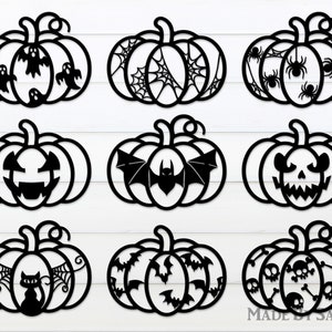 Halloween Pumpkin Bundle Svg, Citrouilles effrayantes svg, Halloween Decor svg, Pumpkin Laser Cut Files, Halloween svg, Glowforge Pumpkin File dxf