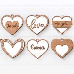 Hearts Tags SVG, Valentine Tags SVG Laser Cut, Mother's Day Glowforge SVG, Glowforge Valentine files, File For Cricut, image 1