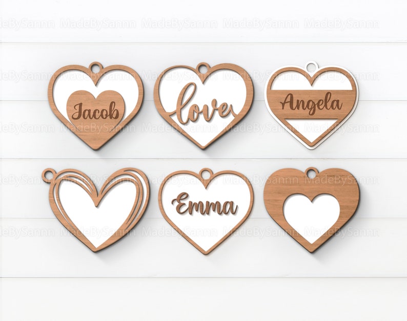 Hearts Tags SVG, Valentine Tags SVG Laser Cut, Mother's Day Glowforge SVG, Glowforge Valentine files, File For Cricut, image 1