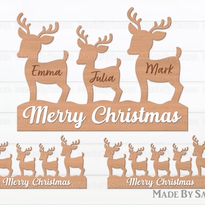 Ornamento famiglia renna Svg, Renna Ornamenti di Natale Svg, Renna Svg, Glowforge SVG, Taglio Laser, Famiglia di Natale, Decorazioni natalizie