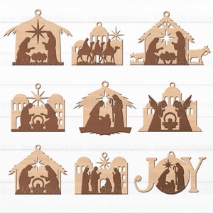 Christmas Nativity Scene Ornaments SVG, Layered Nativity Svg, Nativity Scene Bundle Svg, Christmas Glowforge SVG, Religious Christmas Decor