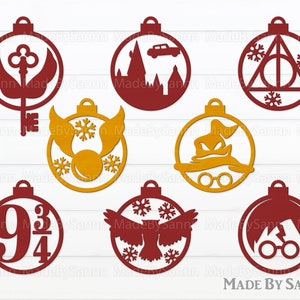 Ornements de Noël sorcier SVG, Ornements magiques Svg, Signes de Noël magiques SVG, Décor de Noël, fichiers Glowforge, Boule magique Svg, Assistant