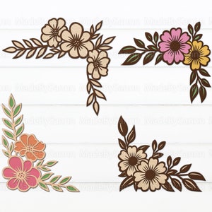 Coin de porte floral SVG, Décor floral SVG, Coin floral SVG, Printemps SVG Glowforge, Fichier de découpe laser de fleurs, Coin de porte floral