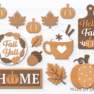 Autumn Tiered Tray Svg Bundle, Fall Gnome Svg, Hello Pumpkin Svg, Glowforge Svg, Laser Files, Fall Mood Svg, Tiered Tray decor, Hello Fall