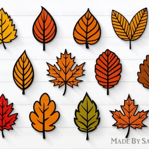 Fall Leaves SVG, Fall Svg, Fall Leaf Svg Bundel, Fall Png, Autumn Svg, Glowforge Leafs Files svg dxf, Halloween svg, Leaves Cut Outs