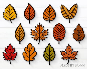 Fall Leaves SVG, Fall Svg, Fall Leaf Svg Bundle, Fall Png, Autumn Svg, Glowforge Leafs Files svg dxf, Halloween svg, Leaves Cut Outs