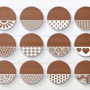 Patterned Door Hanger Svg, Round SVG Pattern, Door Hanger Bundle Svg, SVG Template Bundle, Welcome Sign, Vector File, Wood Cutting dxf, eps