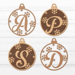 Weihnachten Schneeflocken Ornamente SVG, Alphabet Weihnachtsschild, Weihnachtskugeln SVG, Schneeflocken Bündel SVG, Monogramm SVG, Glowforge SVG