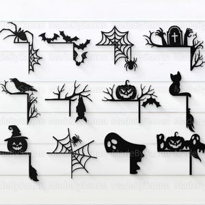 Paquete de esquinas de puerta de Halloween (svg), moldura de puerta de Halloween (svg), decoración del hogar de Halloween, colgador de puerta de Halloween (svg), Glowforge Halloween (svg dxf eps)
