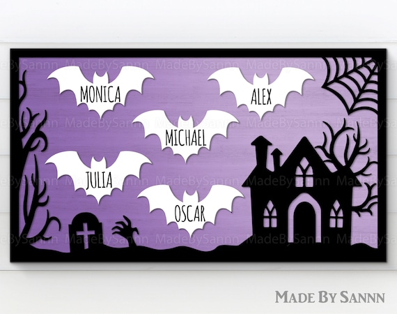 Halloween Bats Family Sign SVG, Cute Bats Svg, Halloween Sign svg, Bat svg, Halloween Laser Cut Files, Halloween svg, Glowforge Svg