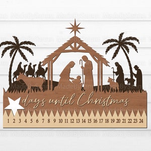Standing Christmas Nativity Countdown Advent Calendar Svg, Layered Nativity, Religious Svg, Christmas Decor Svg, Standing Advent Calendar