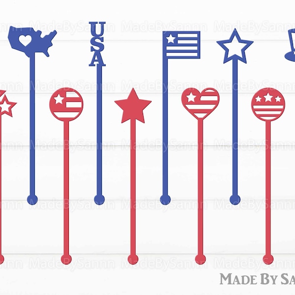 USA Drink Stirrers Svg, USA Stir Swizzle Sticks Svg, Glowforge Svg, USA Svg, Patriotic Day Svg, File For Cut, Fourth of July Svg, Flag Day