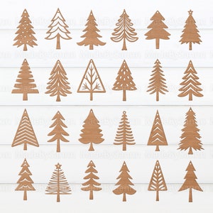 24 クリスマス ツリー Svg バンドル、クリスマス デコレーション Svg、レーザー カット、クリスマス ツリー デコレーション、Glowforge Svg、ホリデー デコレーション、ボヘミアン クリスマス デコレーション