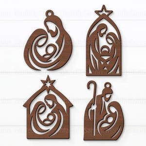 Christmas Nativity Ornaments SVG, Holy Family Svg, Nativity Scene Svg, Christmas Glowforge File, Religious Ornaments Svg, Laser Cut File