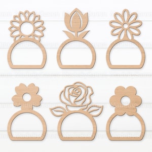 Blumen-Serviettenring-Svg, Serviettenhalter, Serviettenring-Svg, Gänseblümchen-Svg, Frühlingsserviette, Glowforge-Svg, Sommer-Svg, Tulpen-Svg, Frühlingsschneidedatei