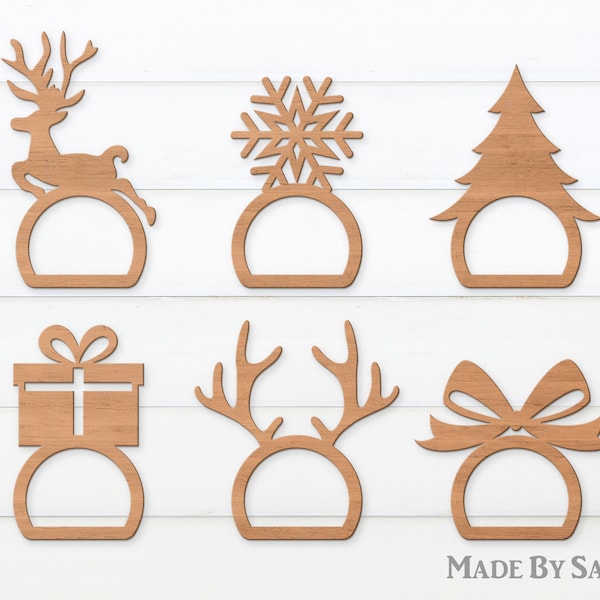 Christmas Napkin Ring Svg, Napkin Holder, Napkin Ring Svg, Christmas Svg, Christmas Svg Napkin, Glowforge Svg, Reindeer Svg, Snowflake Svg