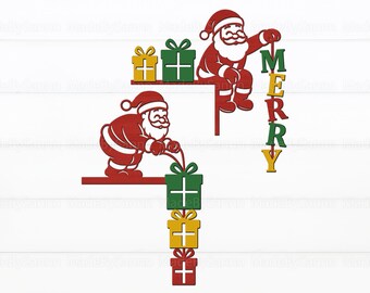 Santa Christmas Door Corners Svg, Santa Svg, Christmas Svg, Christmas Laser cut, Christmas Gift, Glowforge Svg, Holiday Door Decor