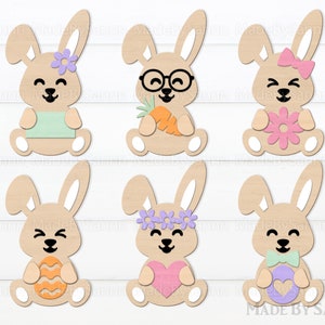 Cute Bunny Bundle SVG, Easter Bunnies Svg, Rabbit Bundle svg, Spring Laser Cut Files, Easter Glowforge Svg, Easter Decor Svg