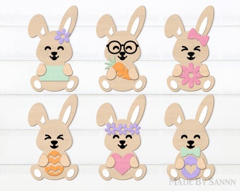 Cute Bunny Bundle SVG, Easter Bunnies Svg, Rabbit Bundle svg, Spring Laser Cut Files, Easter Glowforge Svg, Easter Decor Svg