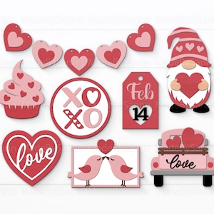 Decorazione del vassoio a livelli di San Valentino SVG, vassoio a livelli Glowforge, decorazione del vassoio a livelli di San Valentino, vassoio a livelli della fattoria, Gnome Svg, file di taglio Cricut