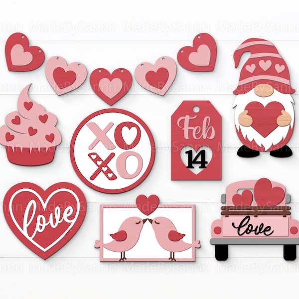 Valentines Tiered Tray Decor SVG, Tier Tray Glowforge, Valentines Tiered Tray Decor, Farmhouse Tier Tray, Gnome Svg, Cricut cut file