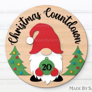 Christmas Countdown Sign Svg, Gnome Advent Calendar, Days Until Christmas Svg, Glowforge svg, Christmas Door Hanger Svg, Christmas Decor