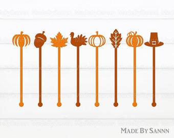 Pumpkin Stir Swizzle Sticks Svg, Drink Stirrers Svg, Glowforge Svg, Fall Decor Svg, Pumpkin Fall Swizzle Sticks Svg, Leaf Svg, File For Cut