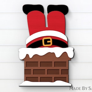 Santa in Chimney Ornament SVG, Christmas Ornament Laser Svg, Santa Legs, Christmas Door Hanger, Santa Svg, Laser Cut File, Glowforge Files