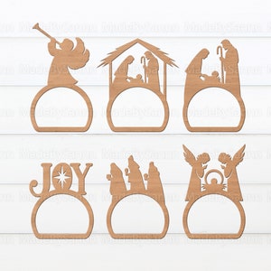 Weihnachtskrippe Ring Pack SVG, Serviettenhalter, Serviettenring SVG, Weihnachtssvg, Weihnachtssvg-Serviette, Glowforge SVG, Weihnachtsdekoration
