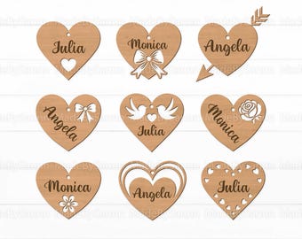 Valentines Name Tags SVG, Valentine Tags SVG Laser Cut, Valentine's Day Svg, Mother's Day Glowforge SVG, Glowforge Valentine, Digital File