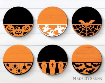 Halloween Round Sign svg, Halloween Door Hanger svg, Halloween Welcome svg, Wooden Door Hanger svg, Halloween Bundle, Halloween Laser Files