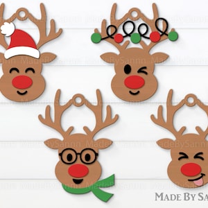 Set di ornamenti per renne SVG, Ornamenti natalizi Svg, Renne Tags Svg, Glowforge SVG, Taglio laser, File For Cricut, Christmas Decor, eps, dxf